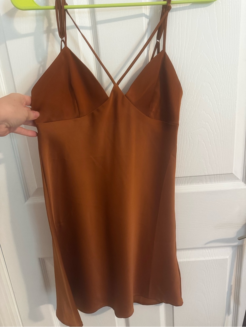 Urban Outfitters Copper Brown Satin Mini Slip Dress